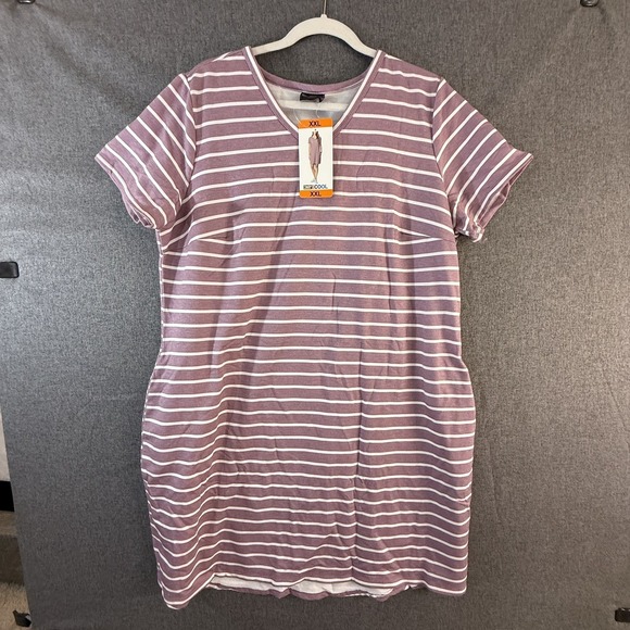 32 Degrees COOL Women's Short Sleeve V-Neck Dress. Ballerina Pink Stripe. XXL - Picture 3 of 3